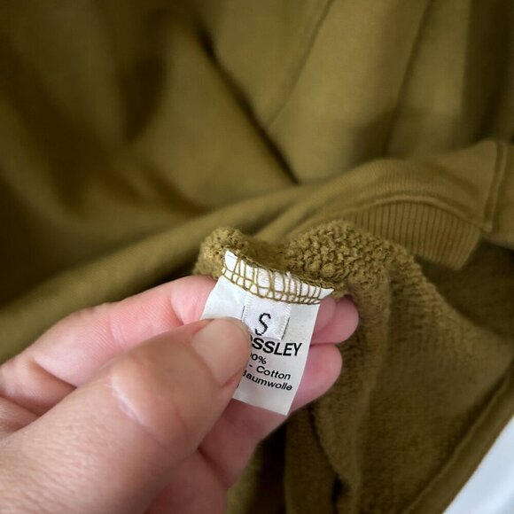 Crossley Tunic Sweatshirt Womens Small Green Brown Made in Italy Pullover FLAW - Picture 5 of 6